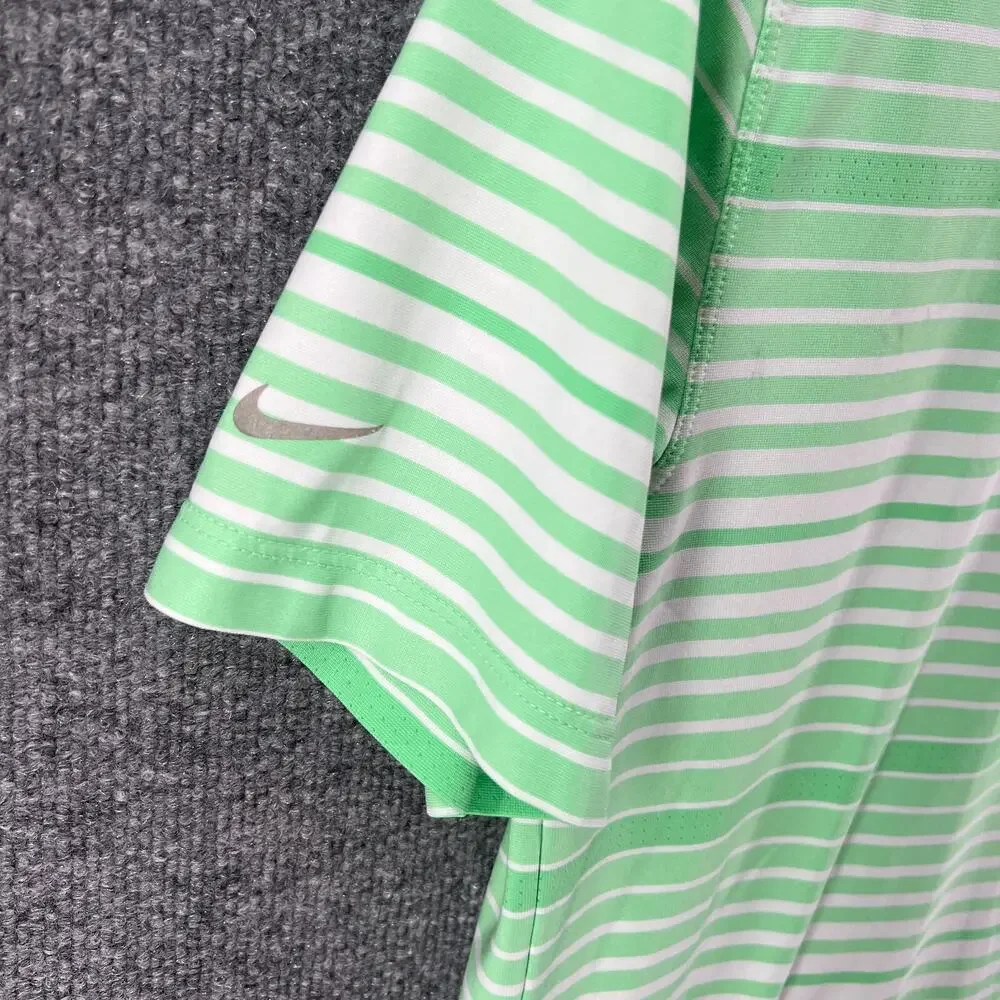 Nike Shirt Mens Small Green Golf Dri-Fit‎ Polo Shirt Golf Outdoor Striped